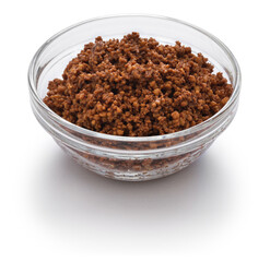latik is crumbs made by simmering coconut milk, filipino food