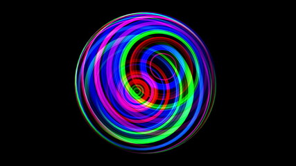 3D illustration of Colorful sphere black