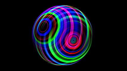 3D illustration of Colorful sphere black