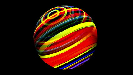 3D illustration of Colorful sphere black