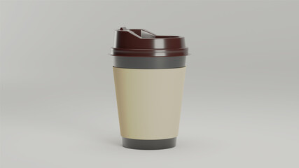 Realistic image plastic / paper cups with lid for drinks mockup, blank 3d template