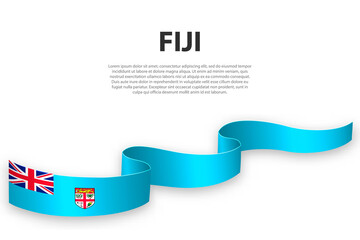 Waving ribbon or banner with flag of Fiji