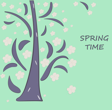 Spring tree with white flowers