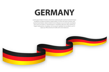 Fototapeta premium Waving ribbon or banner with flag of Germany.