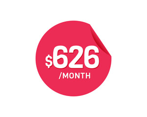 $626 Dollar Month. 626 USD Monthly sticker