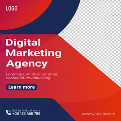 Digital Business Marketing Social Media Banner Design, Post Template Digital Business Marketing Social Media Banner. Square Flyer Template with Editable web Banner Template Design.