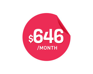 $646 Dollar Month. 646 USD Monthly sticker