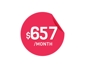 $657 Dollar Month. 657 USD Monthly sticker