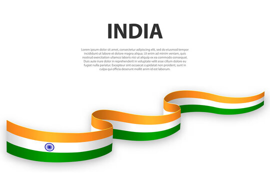 Waving ribbon or banner with flag of India