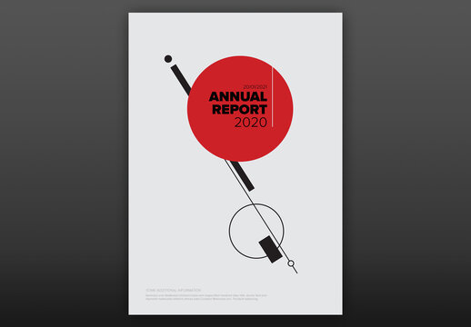 Light Annual Report Front Cover Page Layout with Red Circle