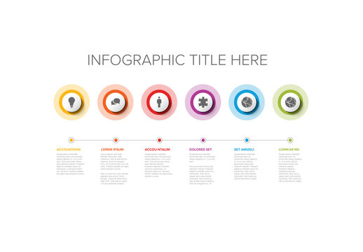 Six Elements Infographic Timeline with Icons in Circles