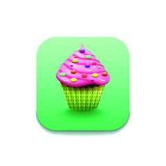 Cupcake Sweet Birthday Logo Vector Symbol Icon Design Style
