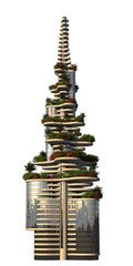 Futuristic Green City High-rise Close-up