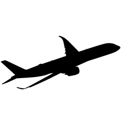Fototapeta na wymiar Silhouette passenger aircraft on a white background