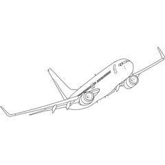 Silhouette passenger aircraft on a white background