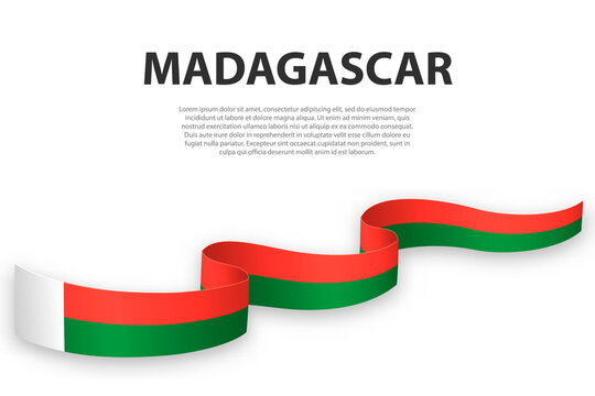 Waving ribbon or banner with flag of Madagascar