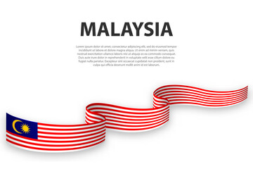 Waving ribbon or banner with flag of Malaysia