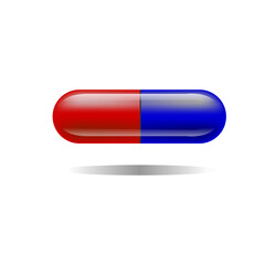 capsule tablet is blue and red . Vector graphics on a white background