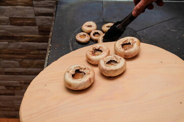 fresh mushrooms are baked in the traditional way