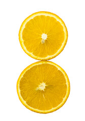 isolated figure eight of the orange slices on a white background