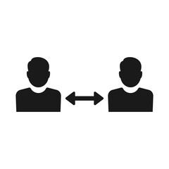 Social distancing icon. Pandemic protective measure symbol.