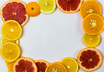 Citrus frame on a white background