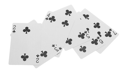 Playing cards for poker and gambling, isolated on white background
