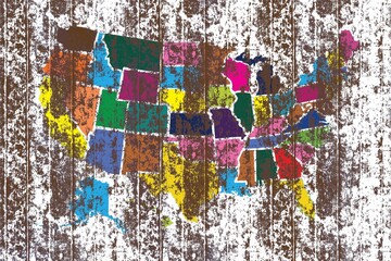 Old dirty map USA. Texture background. Digital art illustration