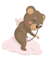 Cupid bear on a cloud