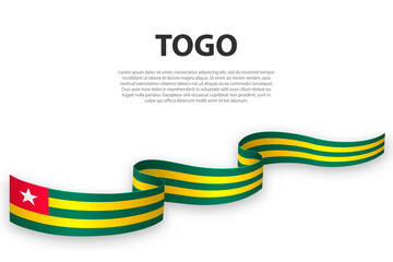 Waving ribbon or banner with flag of Togo