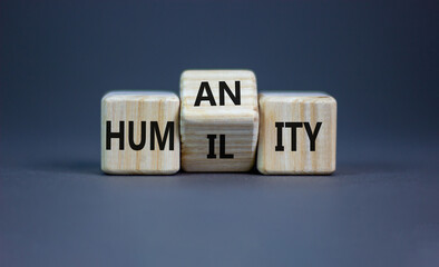 Humility vs humanity symbol. Turned cubes and changed the word 'humility' to 'humanity'. Beautiful...