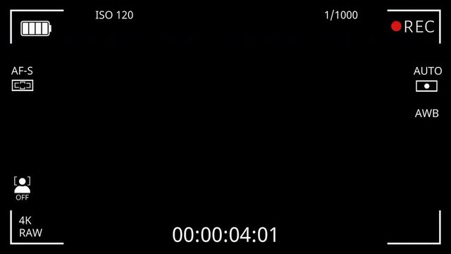 Animation of video recorder camera viewfinder screen