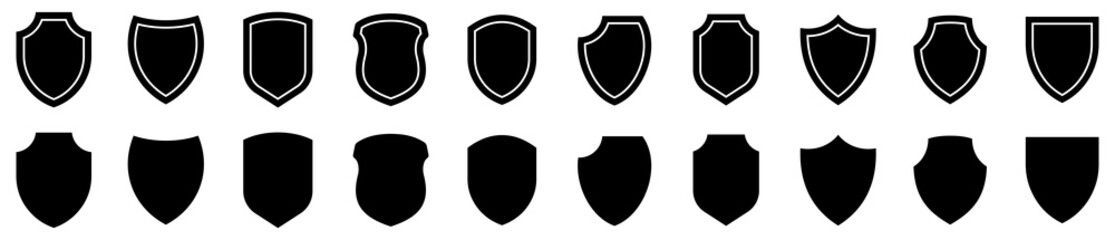 Shield icons set. Protect shield collection vector - obrazy, fototapety, plakaty