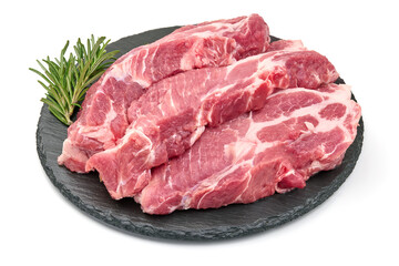 Raw pork meat, isolated on white background