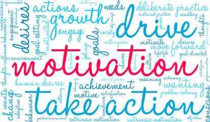 Motivation Word Cloud on a white background. 