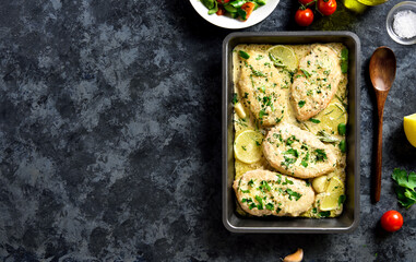 Chicken breast in creamy garlic sauce