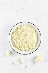 Cauliflower rice in a bowl