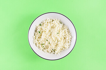Cauliflower rice in a bowl