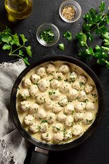 Swedish meatballs with white creamy sauce