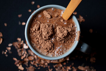 vegetable milk with cocoa powder