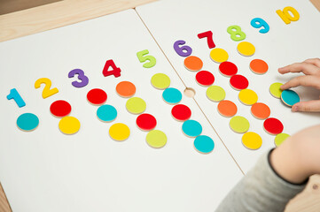 DIY implement for children to develop fine motoric skills, logical thinking through play. Toy to learn counting and stimulate imagination, creativity, hand - eye coordination.