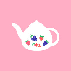 white teapot with berries