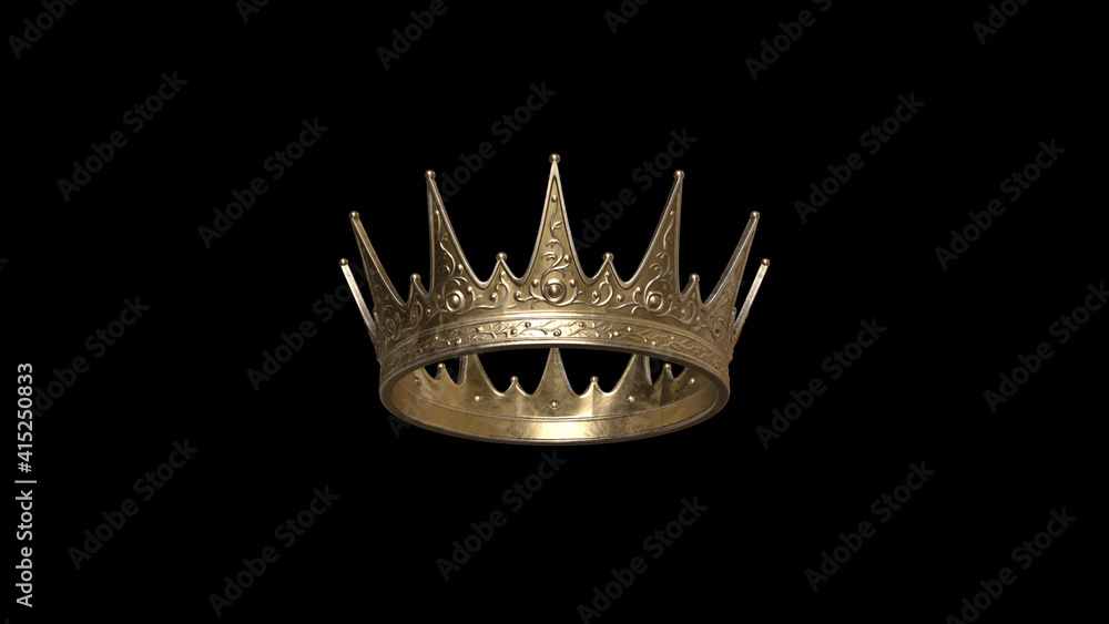 Wall mural Golden crown with dark background