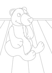 Coloring bear. Colorless and colored anti-stress coloring pages for kids.