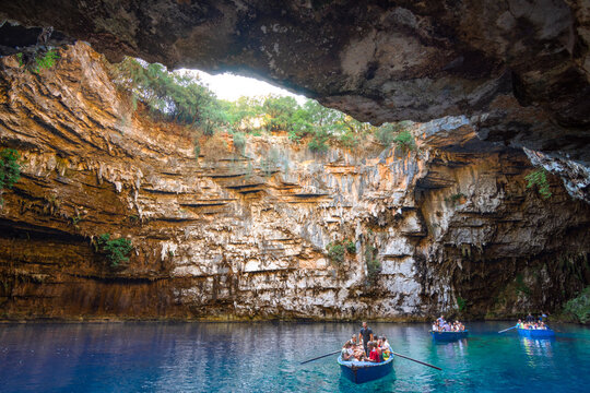 Famous melissani lake on Kefalonia island, Greece