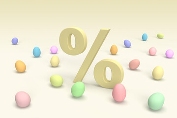Colorful eggs for happy Easter on percentages pastel abstract background.
