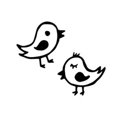 Birds hand drawing sketch in doodle style isolated on white background. Stock vector illustration. 