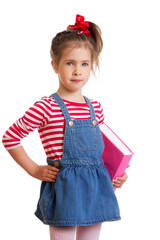 Adorable girl wearing denim dress