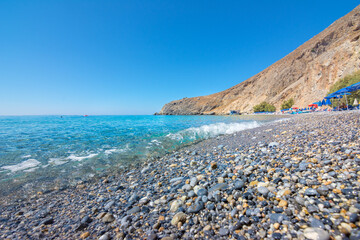 Glyka Nera beach (Sweet Water or Fresh Water). View of the remote and famous Sweet Water Beach in...
