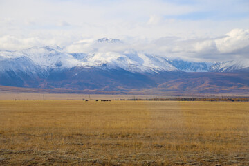 picturesque autumn mountains of the Altai Mountains in September 